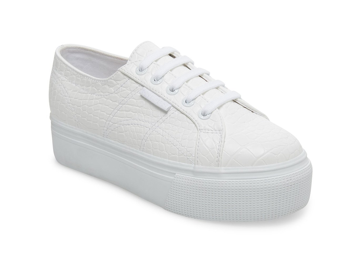 Superga Platform Womens - 2790 Syntcrocodile Woven - White - BVMCZ8249